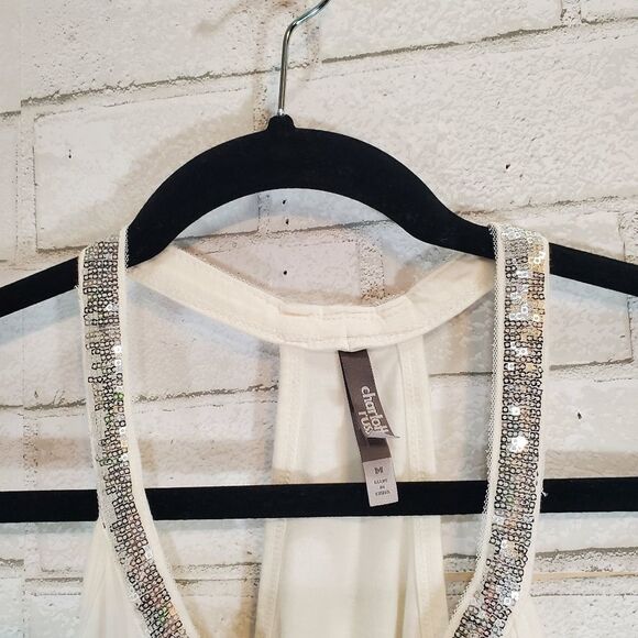 Charlotte Russe white sequin tank top - Picture 6 of 11